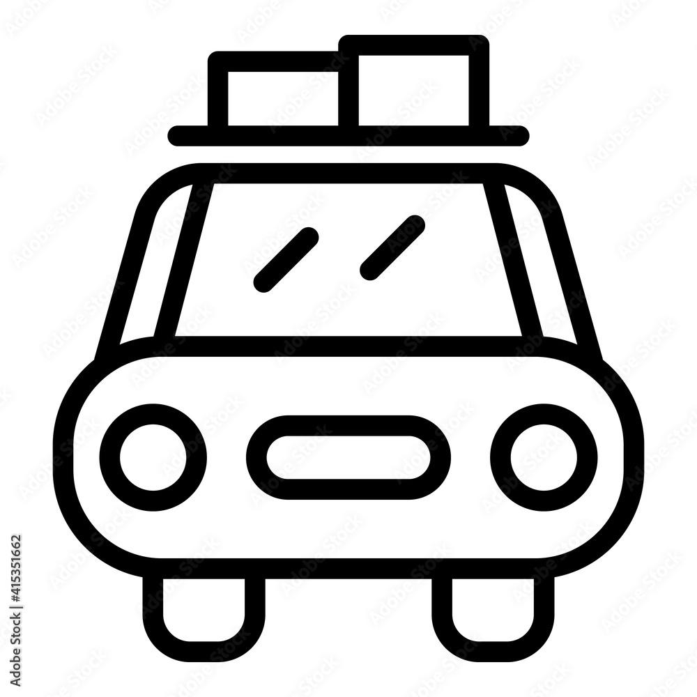Fototapeta premium Front view car roof box icon. Outline front view car roof box vector icon for web design isolated on white background