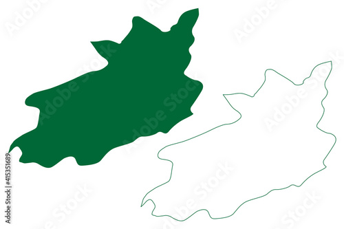 Lepa-Rada district (Arunachal Pradesh State, Republic of India) map vector illustration, scribble sketch Lepa Rada map