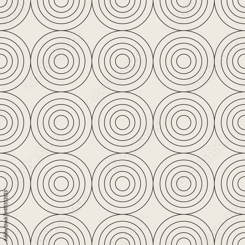 Seamless circle linear pattern. Geometric weave backdrop. graphic print texture fabric design template. Vector illustration monochrome background