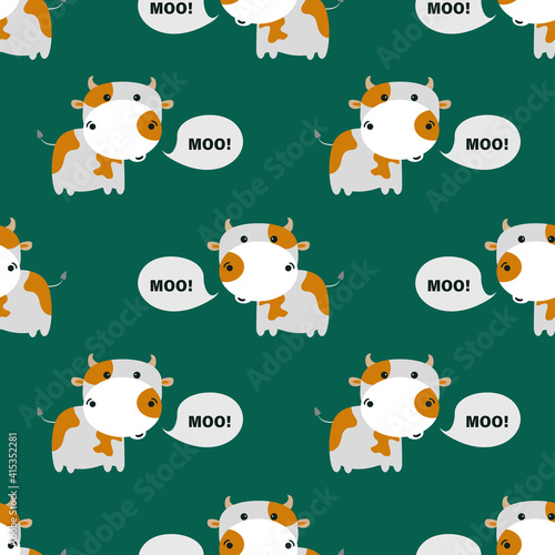 Pattern with cute cows. vector illustration.