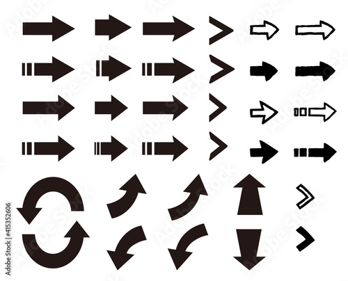 シンプルな矢印のアイコンイラストセット 