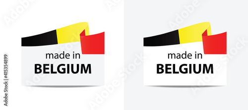 made in Belgian vector stamp. badge with Belgian flag	
