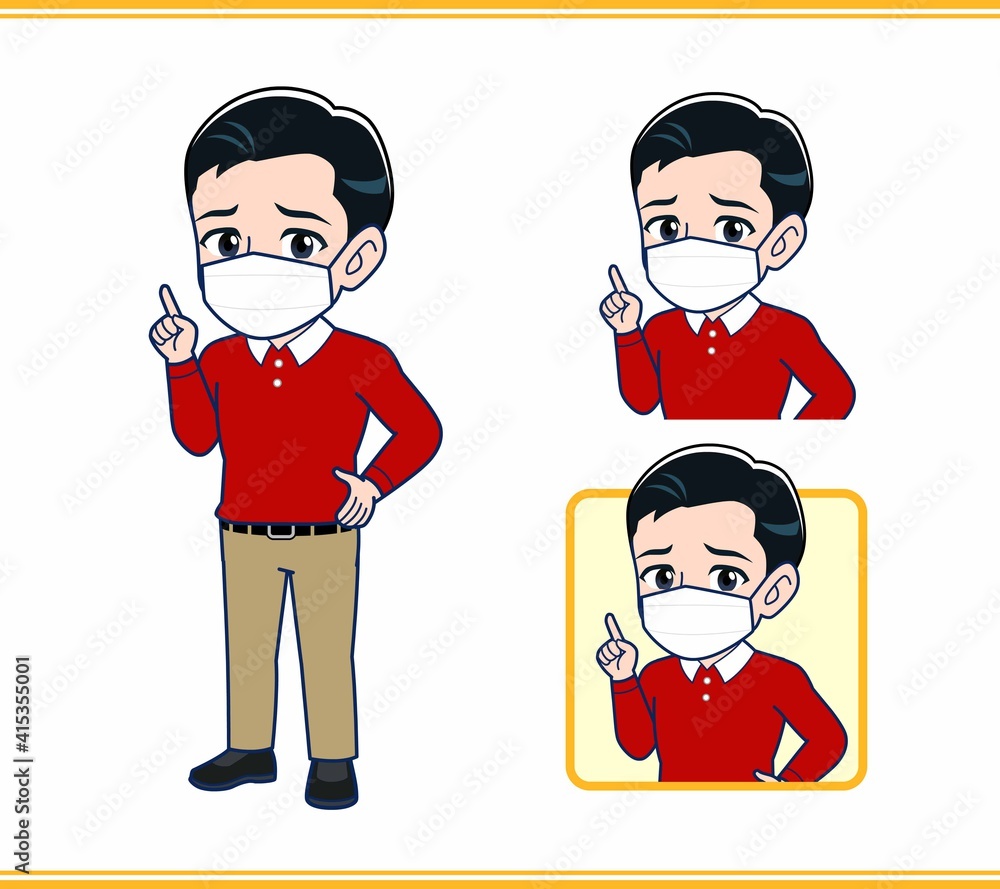 赤い長袖を着た若い男性