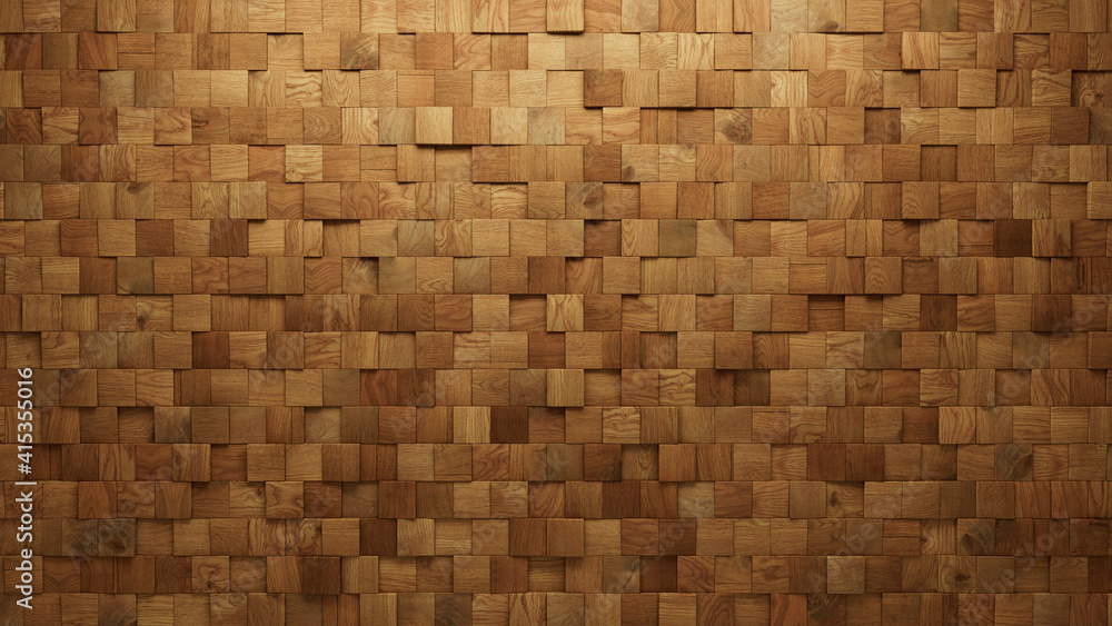 Wood Block Wall background. Mosaic Wallpaper with Light and Dark Timber Square tile pattern. 3D Render Wood Block Wall background. Mosaic Wallpaper with Light and Dark Timber Square tile pattern. 3D Render
