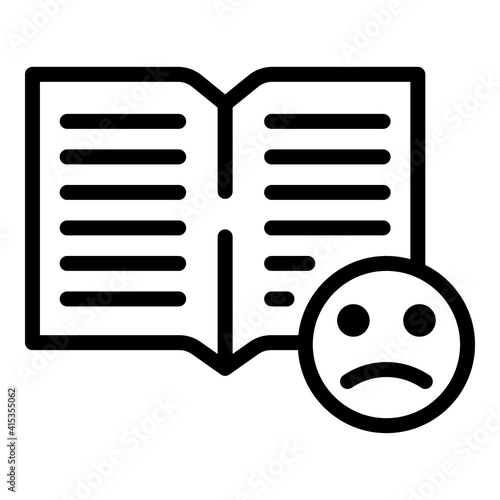 Reading dislike icon. Outline reading dislike vector icon for web design isolated on white background