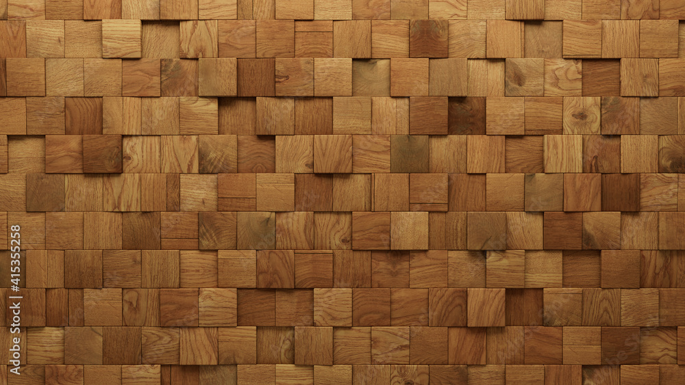 Wood Block Wall background. Mosaic Wallpaper with Light and Dark Timber Square tile pattern. 3D Render Wood Block Wall background. Mosaic Wallpaper with Light and Dark Timber Square tile pattern. 3D Render