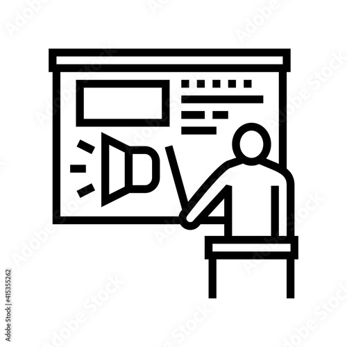 presentation pr line icon vector. presentation pr sign. isolated contour symbol black illustration
