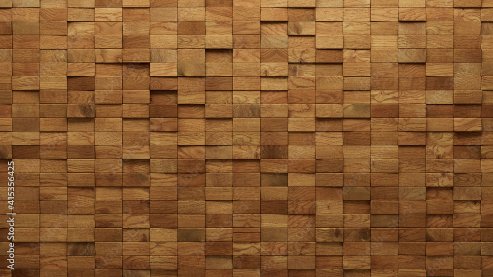 Wood Block Wall background. Mosaic Wallpaper with Light and Dark Timber Rectangle tile pattern. 3D Render Wood Block Wall background. Mosaic Wallpaper with Light and Dark Timber Rectangle tile pattern. 3D Render