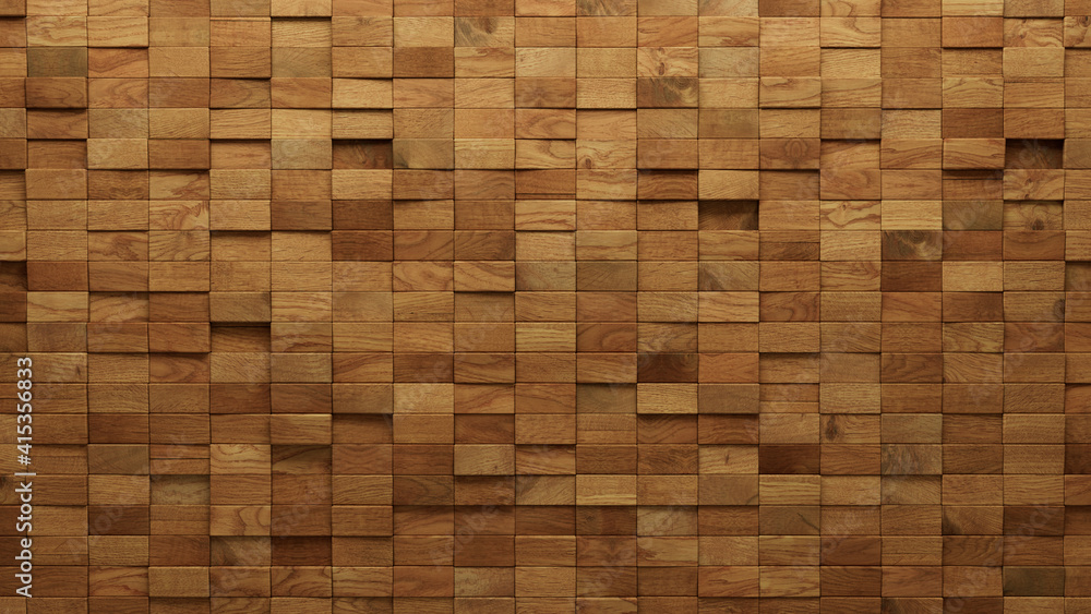 Wood Block Wall background. Mosaic Wallpaper with Light and Dark Timber Rectangle tile pattern. 3D Render Wood Block Wall background. Mosaic Wallpaper with Light and Dark Timber Rectangle tile pattern. 3D Render