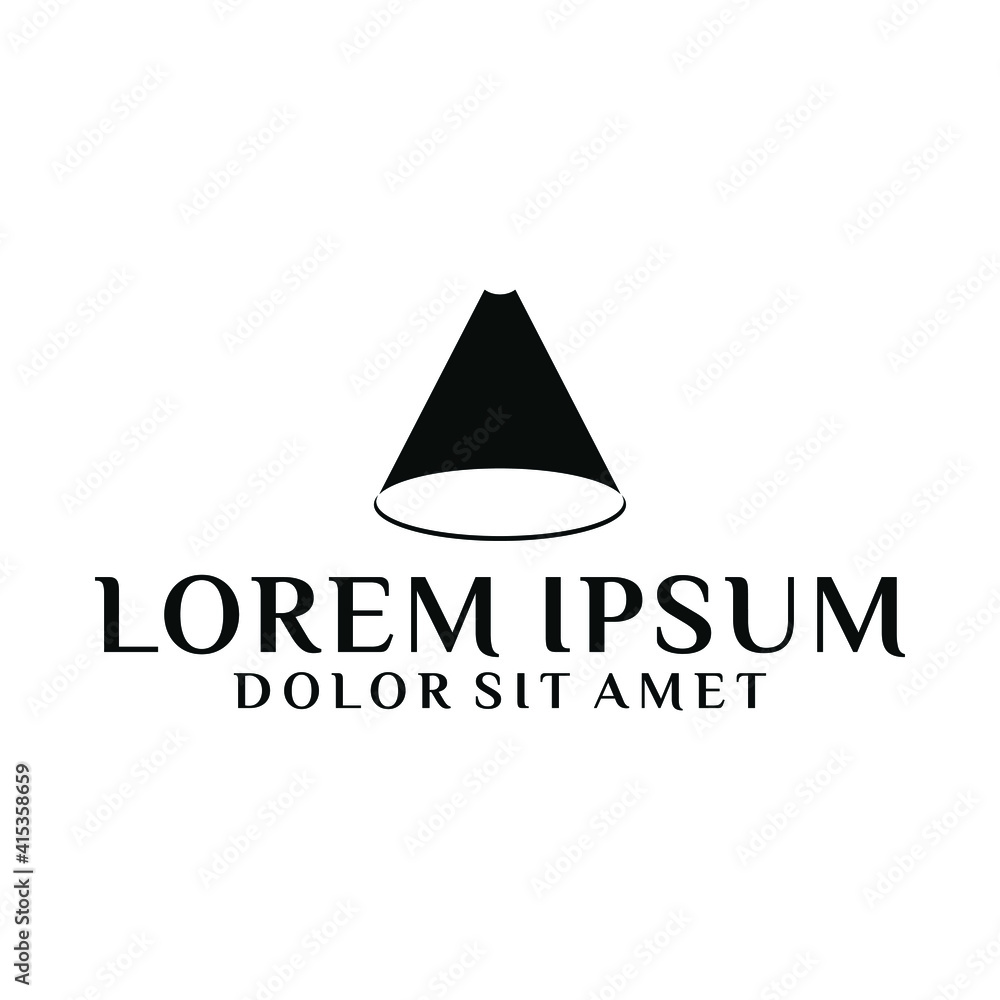 Initial letter A logo template with geometric spotlight negative space illustration in flat design monogram symbol