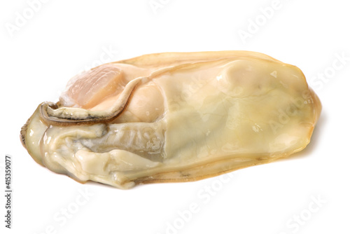 Fresh opened oyster on white background