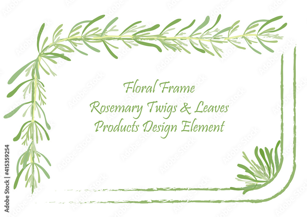 Vintage Frame with the Sides Made of Rosemary Herb
