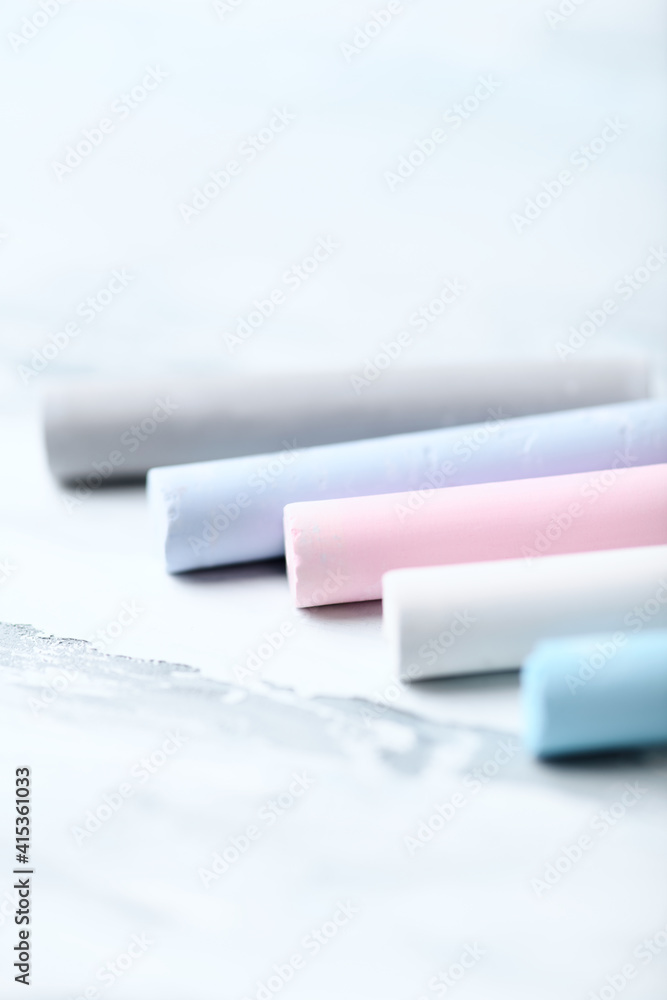 Soft pastels on bright wooden background. Close up. Soft pastels on bright wooden background. Close up.