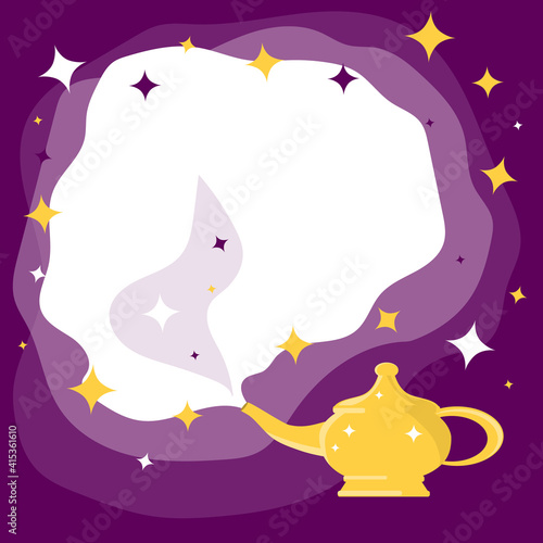 Lamp of Aladdin. Aladdin's magic lamp. Vector, cartoon illustration. Vector.