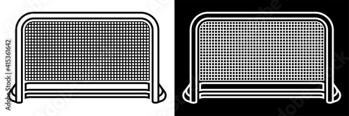 ice hockey goal with net, icon. Team sports. Active lifestyle. Black and white vector