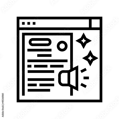distributing press release line icon vector. distributing press release sign. isolated contour symbol black illustration