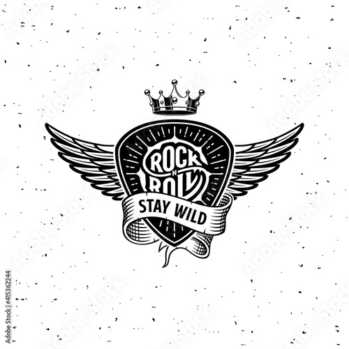 Rock n Roll stay wild ribbon crown wings