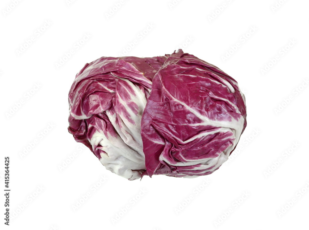 Radicchio, red salad isolated on white background. Red cabbage. Radicchio, red salad isolated on white background. Red cabbage.
