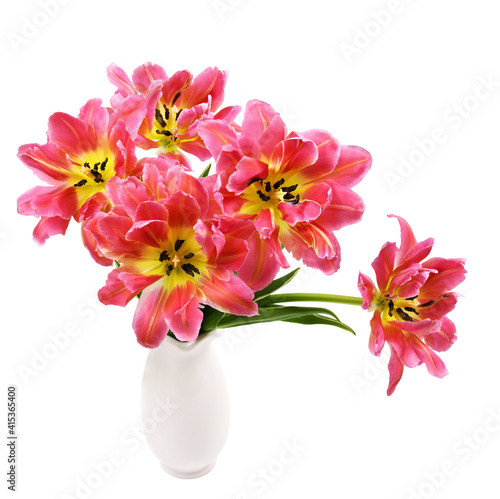 Wallpaper Mural Bouquet of coral tulip flowers in a white vase Torontodigital.ca