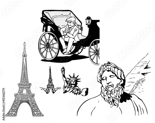 海外旅行、モノクロ