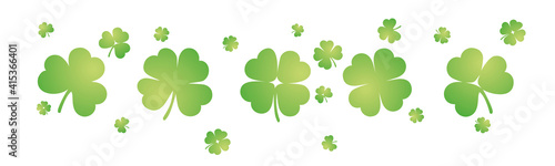 Simple three four leaf clovers sample elements for St Patrick's Day on isolated white background banner