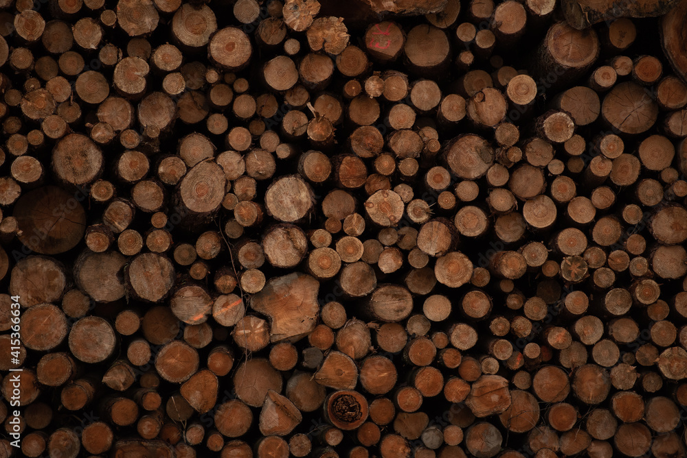 Background of cut wood logs stacked in a pile. wood for the production of chipboard Background of cut wood logs stacked in a pile. wood for the production of chipboard