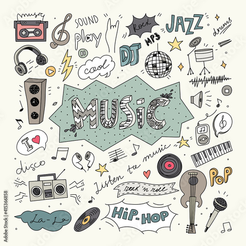 Music Doodle Vector Clip Art Collection