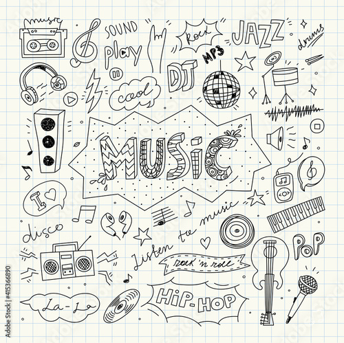Music Doodle Vector Clip Art Collection