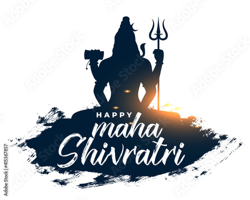 maha shivratri festival greeting with lord shiva silhouette