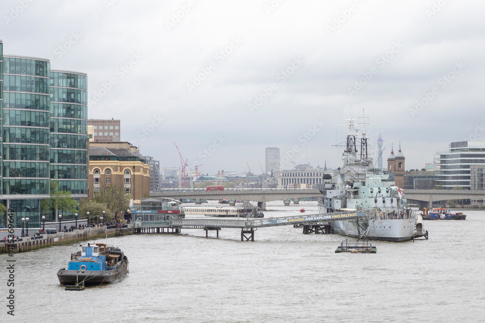 영국, 런던 템즈강의 벨파스트 / Belfast on the River Thames in London, England 영국, 런던 템즈강의 벨파스트 / Belfast on the River Thames in London, England