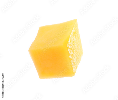 Fresh juicy mango cube on white background