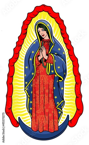 Virgin of Guadalupe. The Virgin Mary Vector Poster Illustration.