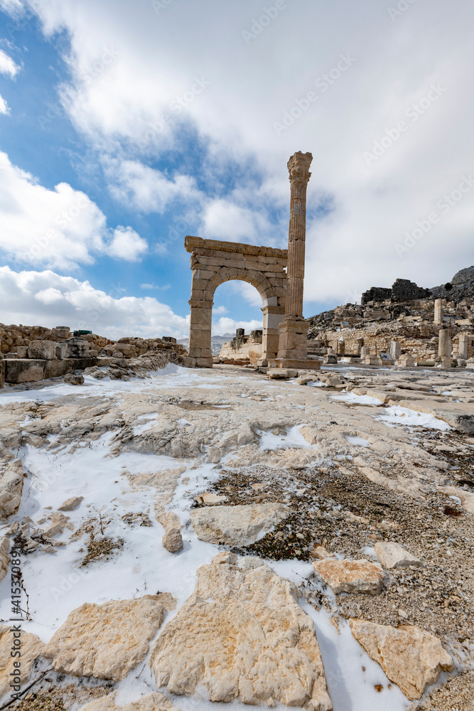 Gymnasium.Welcome to Sagalassos. Isparta, Turkey.To visit the sprawling ruins of Sagalassos, high amid the jagged peaks of Akdag, is to approach myth: the ancient ruined city set in stark.