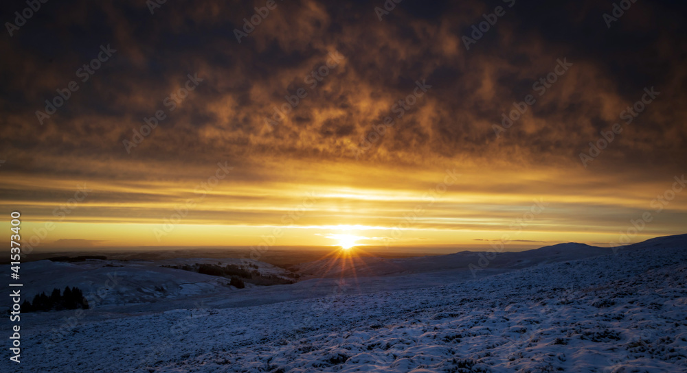 Golden Sunrise,  Muirshiel Country Park, Renfrewshire, Scotland, Uk