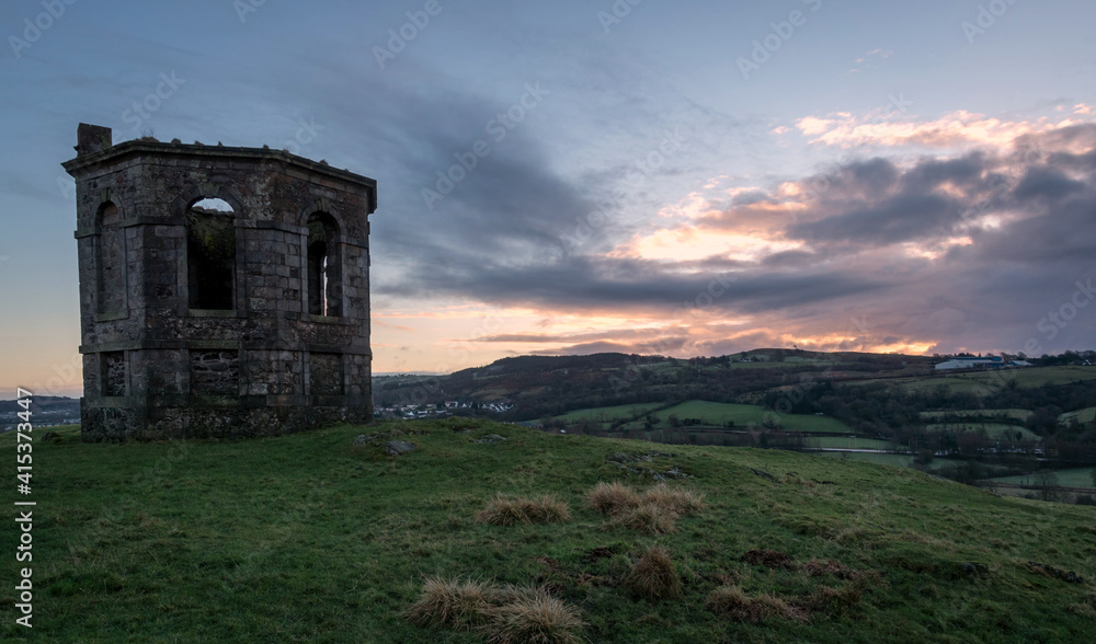 Sunrise, Kenmure Hill Temple, Howwood, Renfrewshire, Scotland, UK Sunrise, Kenmure Hill Temple, Howwood, Renfrewshire, Scotland, UK