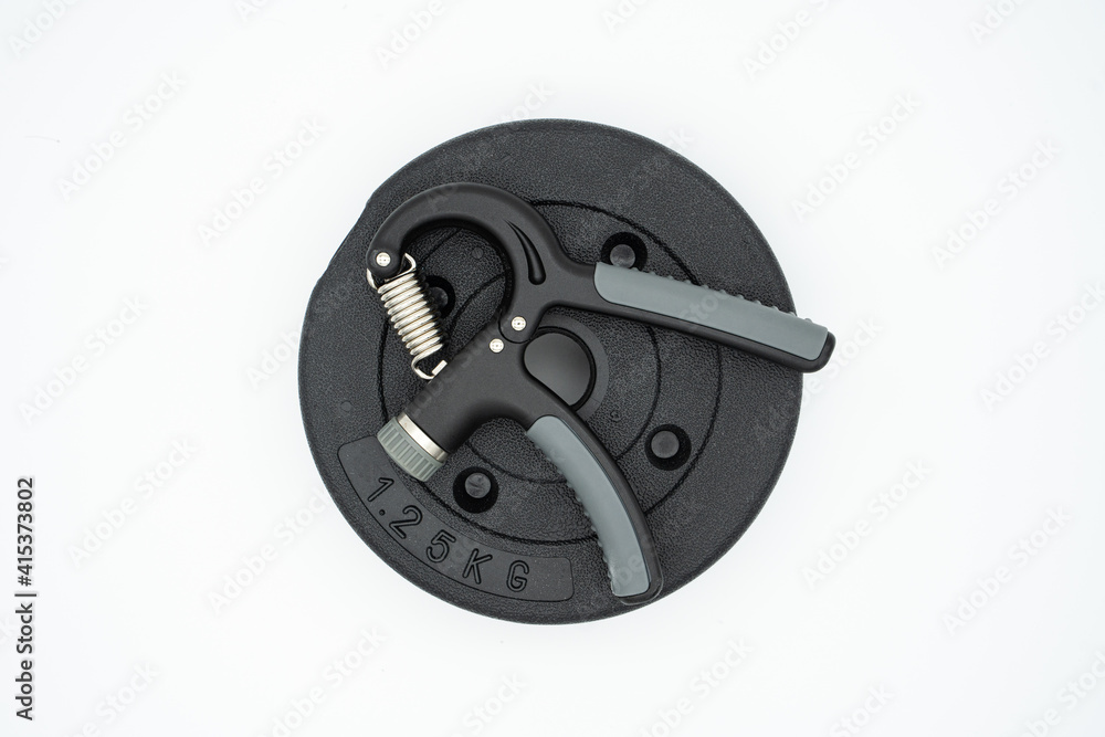 Obraz premium Concept image for healthy home training with grip and dumbbells