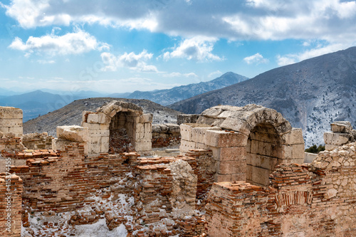 Gymnasium.Welcome to Sagalassos. Isparta, Turkey.To visit the sprawling ruins of Sagalassos, high amid the jagged peaks of Akdag, is to approach myth: the ancient ruined city set in stark. photo