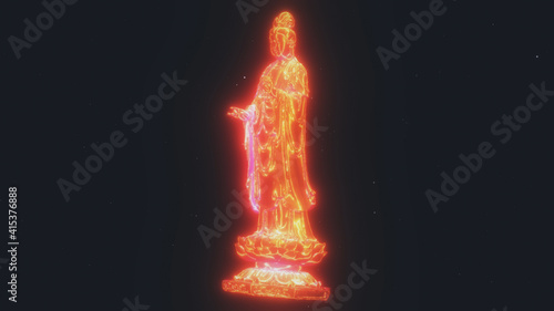 Φωτογραφία Guanyin the Buddhist bodhisattva Cyberpunk Style hologram