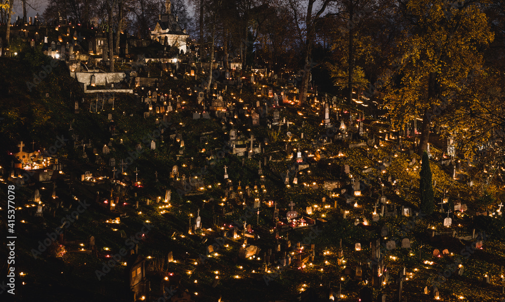 Rasos Cemetery (Lithuanian: Rasų kapinės, Polish: cmentarz Na Rossie w Wilnie) is the oldest and most famous cemetery in the city of Vilnius, Lithuania. All saint day, a lot of candles.
