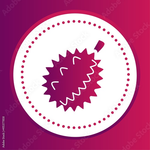 Durian fruit in gradient glyph icon style. Vector illustration fused durian icon color with the background isolated on the dashed circle dotted. Colorful geometric shapes