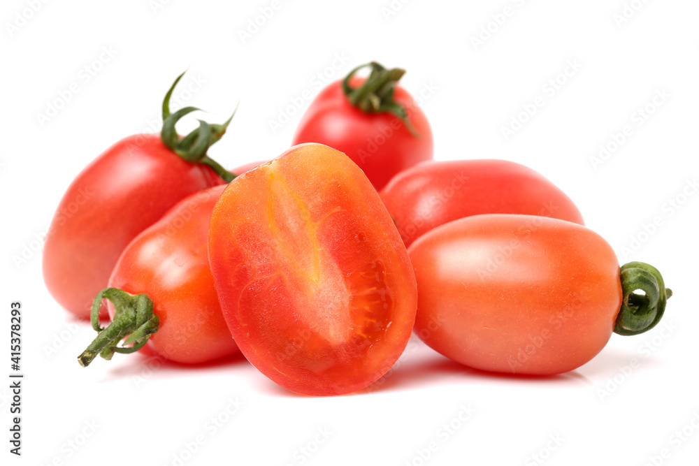 red cherry tomatoes on white background 