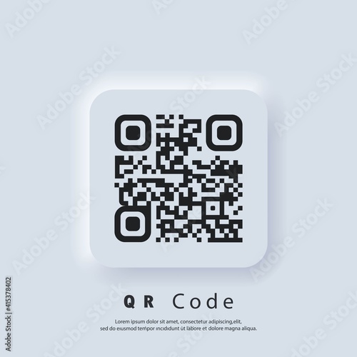 QR scanner. QR code for smartphone. Inscription scan me with smartphone icon. For digital payment concept. Vector EPS 10. Neumorphic UI UX