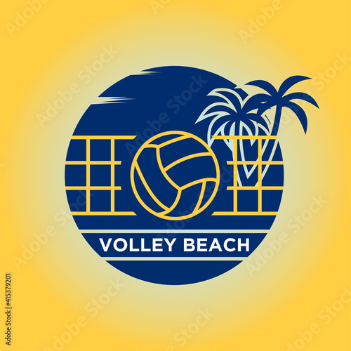 Volley ball beach logo design vector