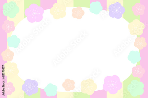 ひな祭りのフレーム　長方形　梅 © ベルベットR