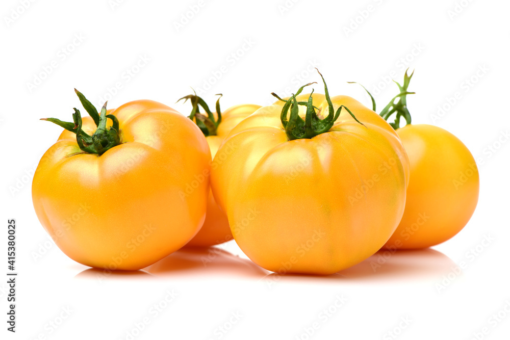 fresh yellow tomatoes on white background fresh yellow tomatoes on white background