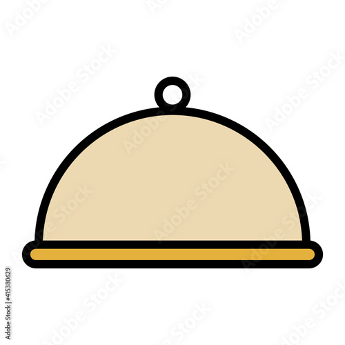 Simple colored tray with lid for serving food icon in trendy line style isolated on white background for web apps and mobile concept. Vector Illustration