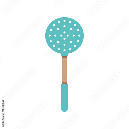 kitchen spoon with holes isolated, vector illustration