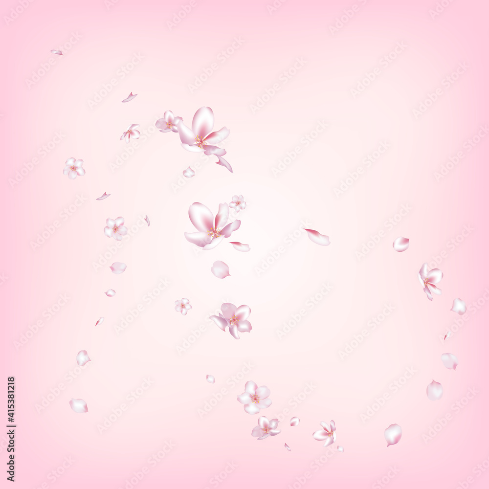Sakura Cherry Blossom Confetti. Flying Japanese Rose Cherry Sakura