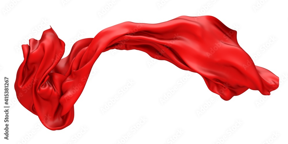 Beautiful red flowing fabric flying in the wind Beautiful red flowing fabric flying in the wind