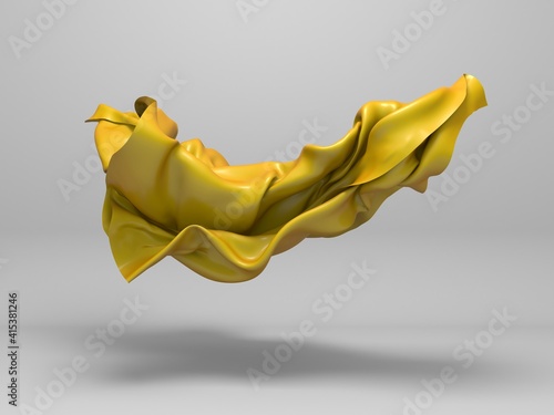 Flying golden silk fabric. Design element